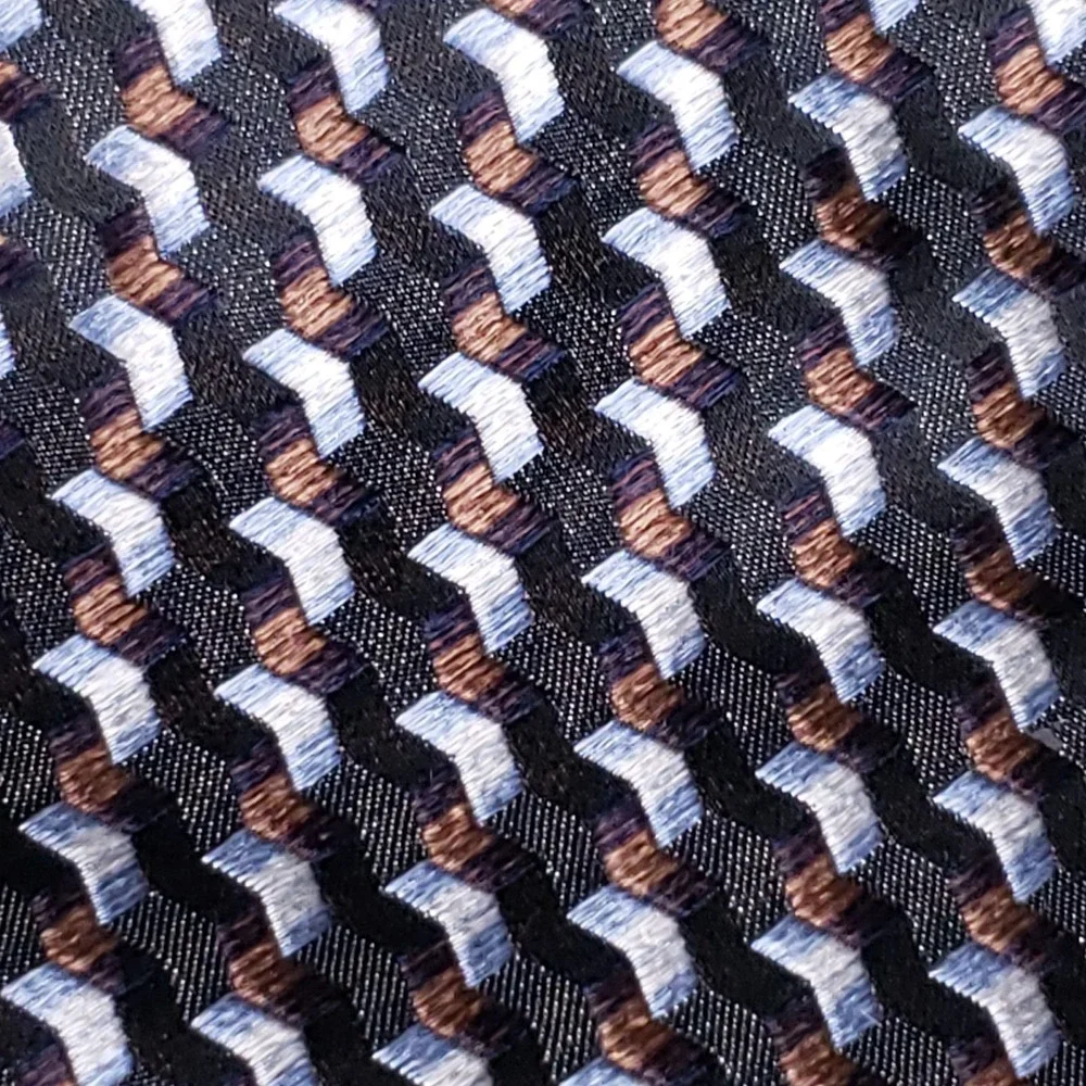 Roberto Villini‎ Tie Geometric Pattern Black Blue Brown Quiet Luxury